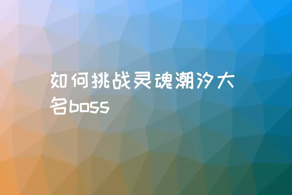 如何挑战灵魂潮汐大名boss